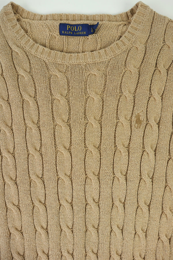 Ralph Lauren kabeltrui met ronde hals - L
