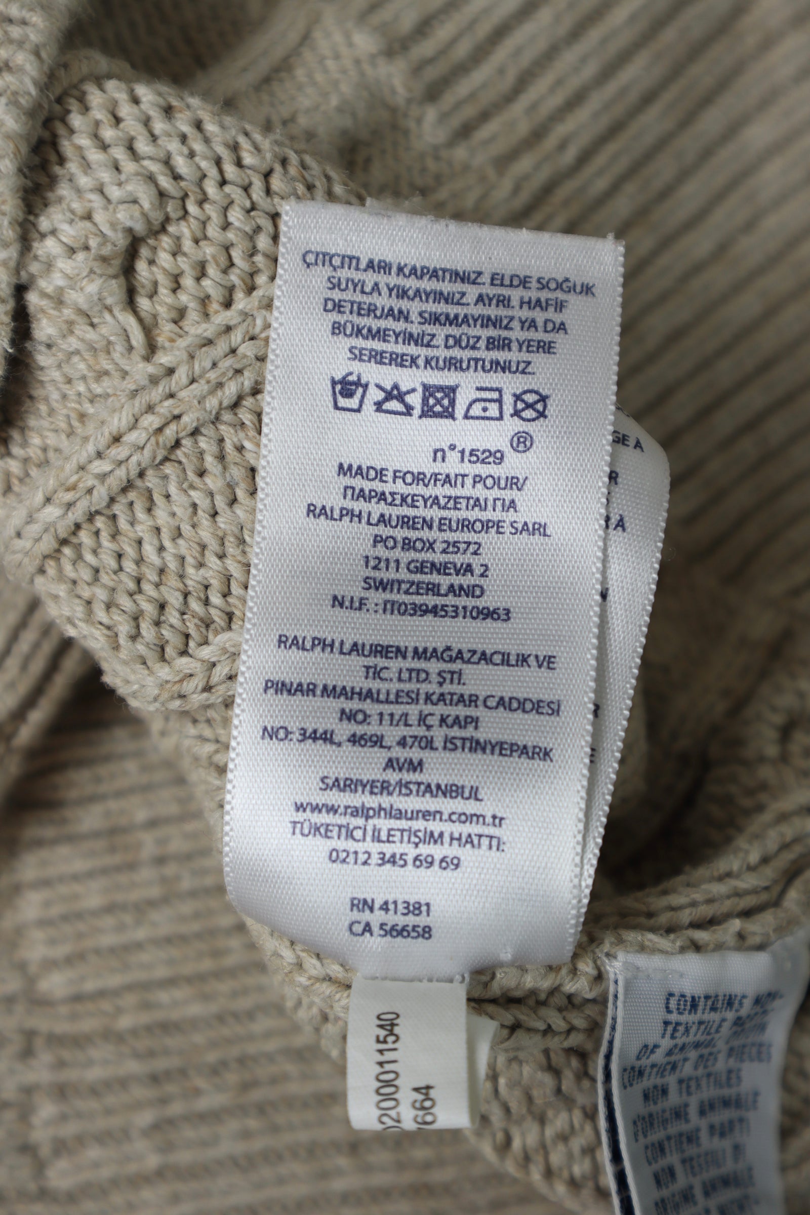 Ralph Lauren Kabeltrui met Knoopjes - S/M