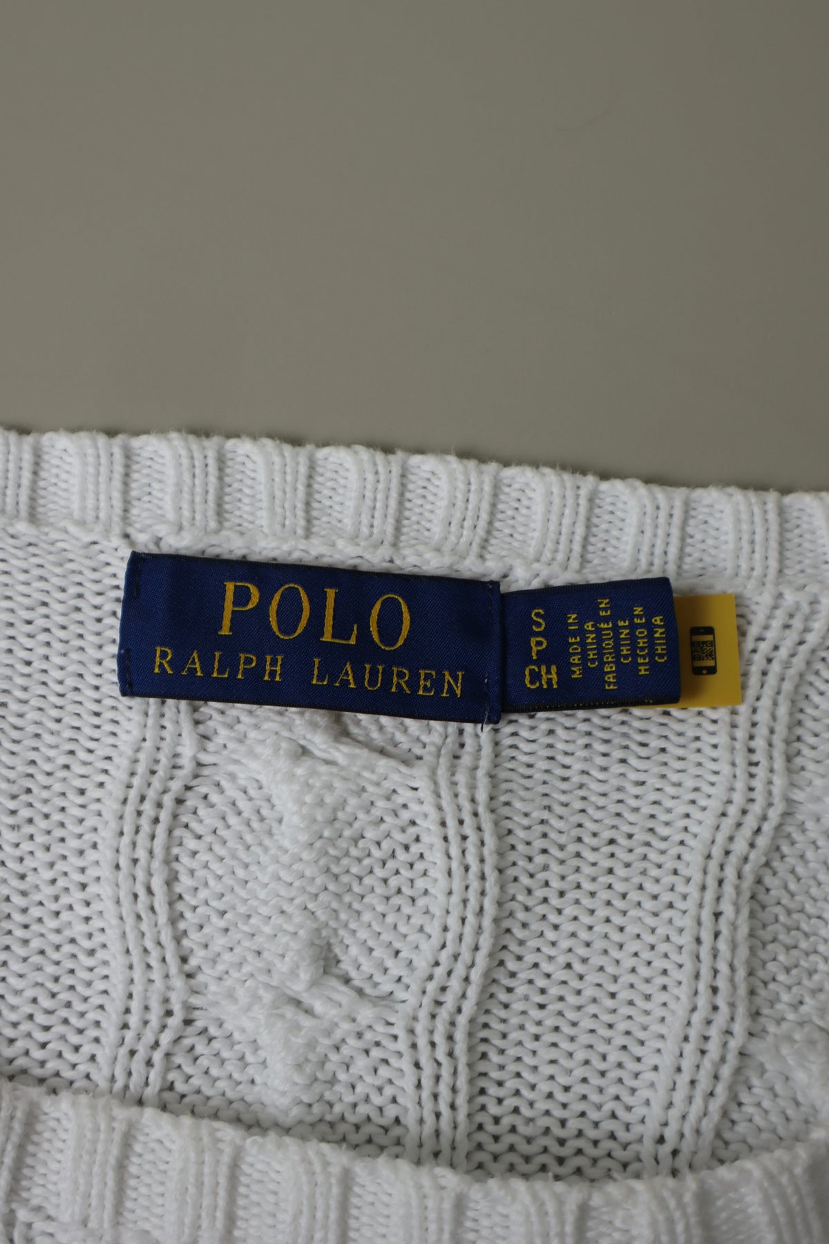 Ralph Lauren kabeltrui met ronde hals - S