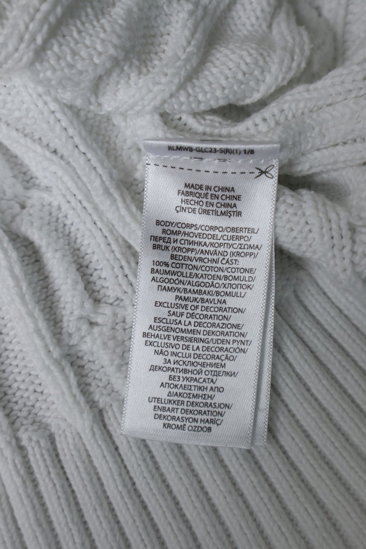 Ralph Lauren kabeltrui met ronde hals - S