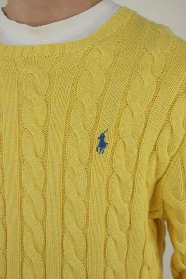 Ralph Lauren kabeltrui met ronde hals - M