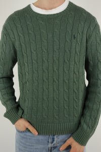 Ralph Lauren kabeltrui met ronde hals - M
