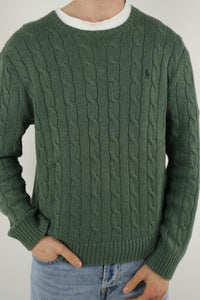 Ralph Lauren kabeltrui met ronde hals - M