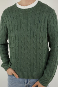 Ralph Lauren kabeltrui met ronde hals - M