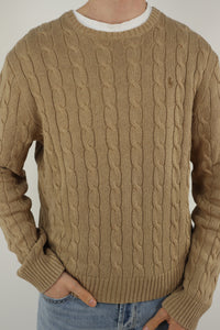 Ralph Lauren kabeltrui met ronde hals - L