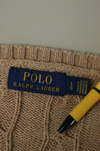 Ralph Lauren kabeltrui met ronde hals - L