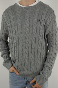 Ralph Lauren kabeltrui met ronde hals - L