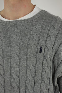 Ralph Lauren kabeltrui met ronde hals - L