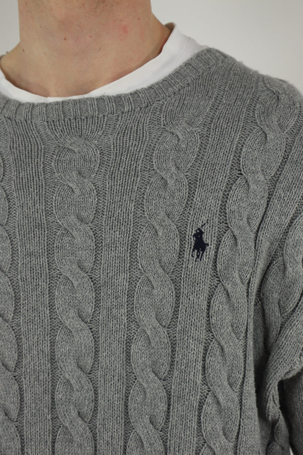 Ralph Lauren kabeltrui met ronde hals - L