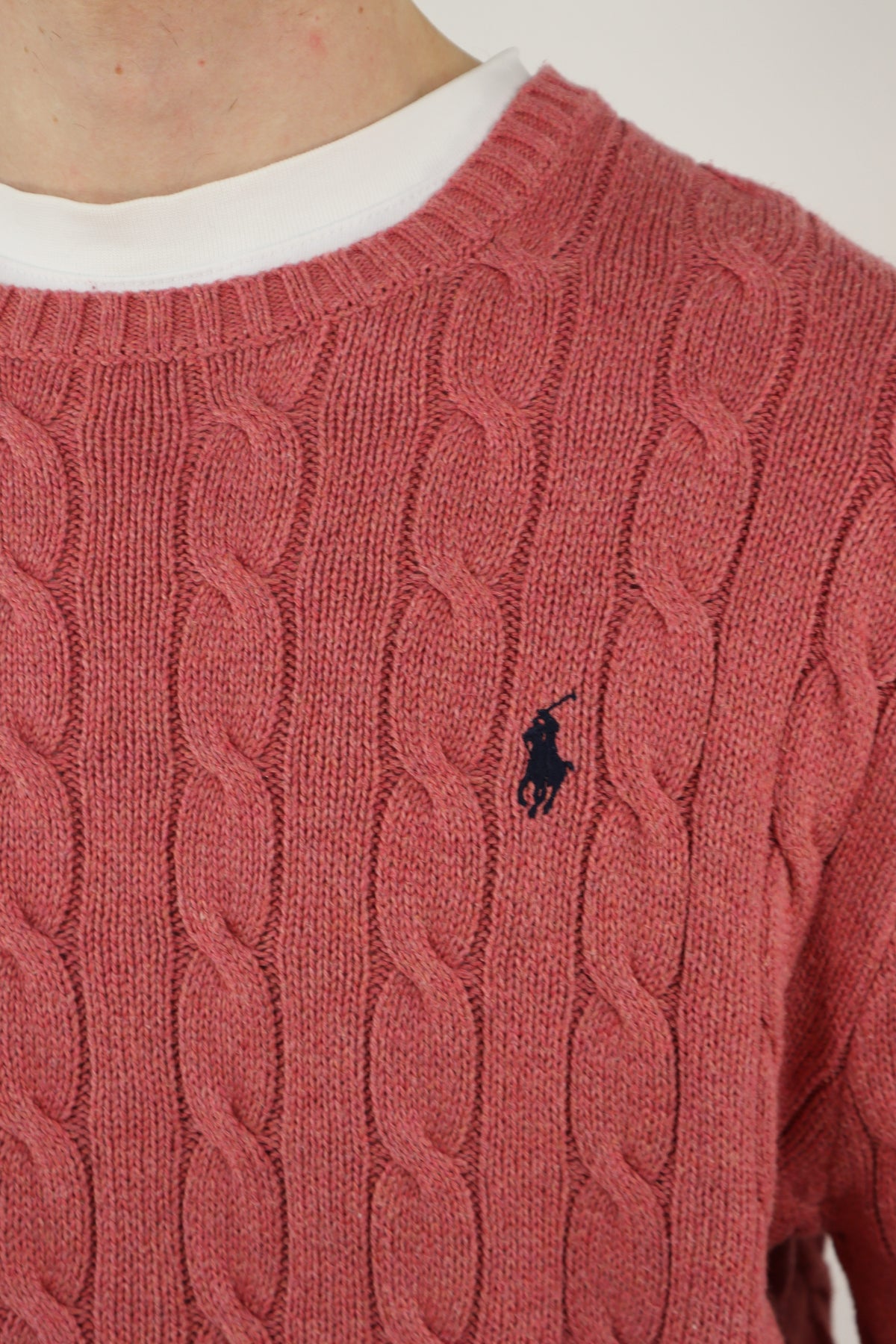 Ralph Lauren kabeltrui met ronde hals - L