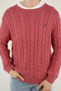 Ralph Lauren kabeltrui met ronde hals - L
