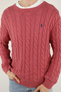 Ralph Lauren kabeltrui met ronde hals - L