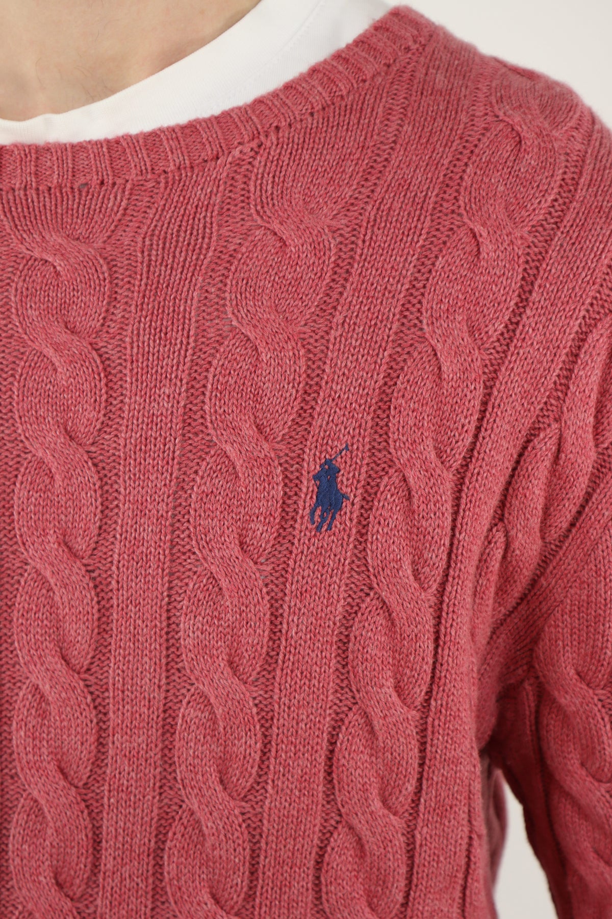 Ralph Lauren kabeltrui met ronde hals - L