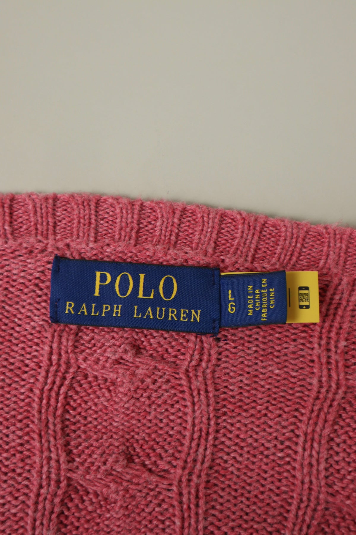 Ralph Lauren kabeltrui met ronde hals - L