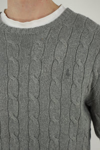 Ralph Lauren kabeltrui met ronde hals - M