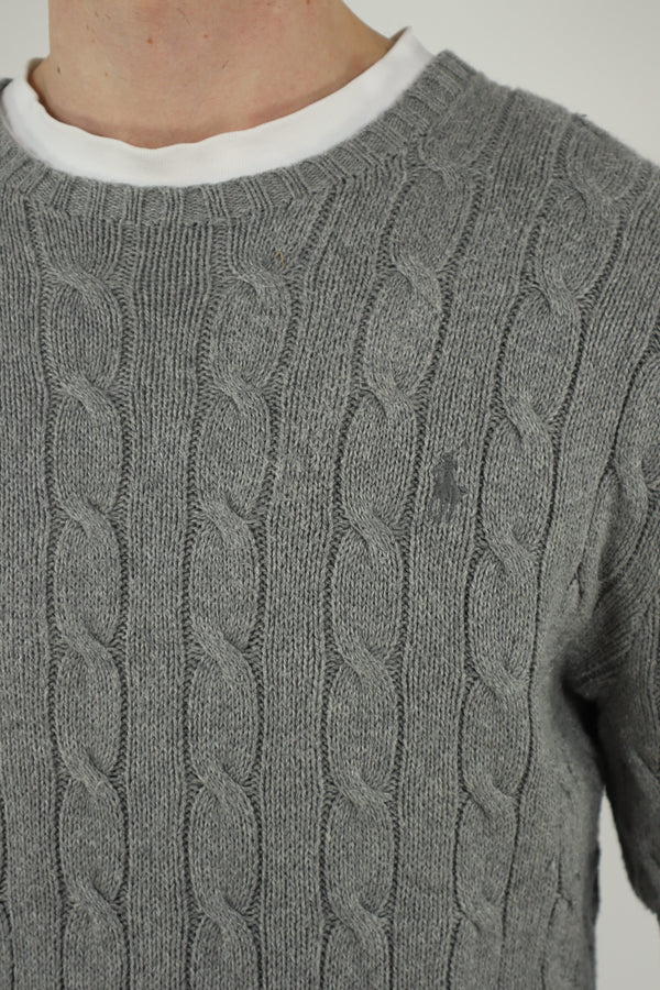 Ralph Lauren kabeltrui met ronde hals - M