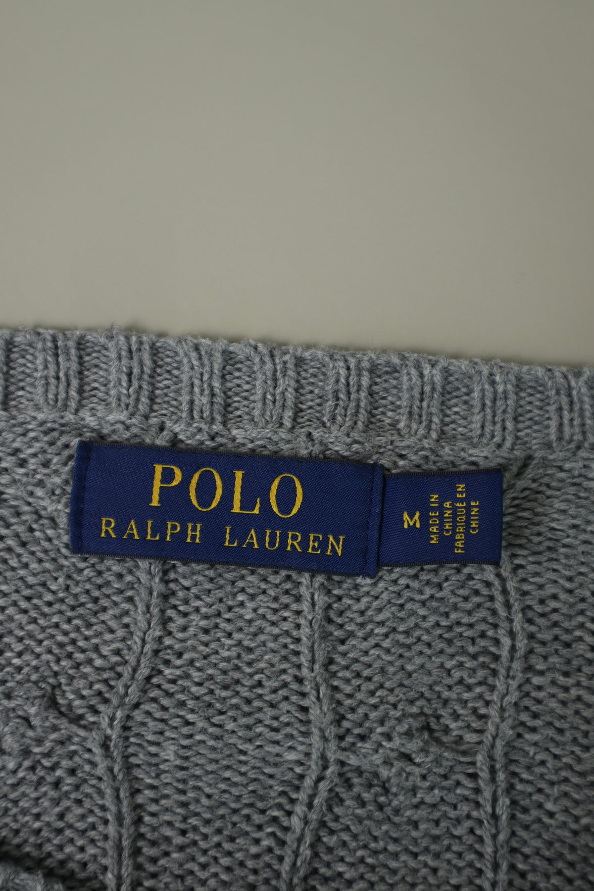Ralph Lauren kabeltrui met ronde hals - M