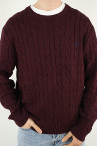 Ralph Lauren kabeltrui met ronde hals - L/XL