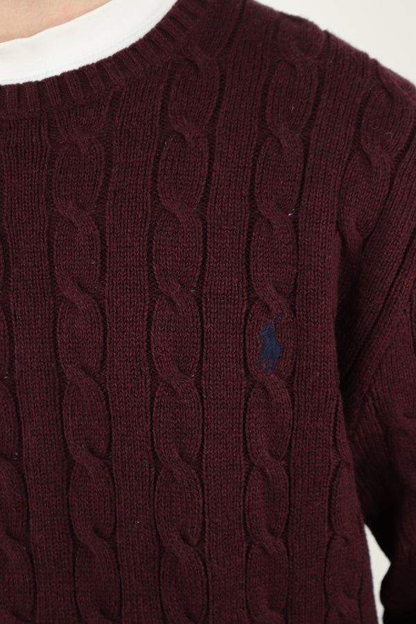 Ralph Lauren kabeltrui met ronde hals - L/XL