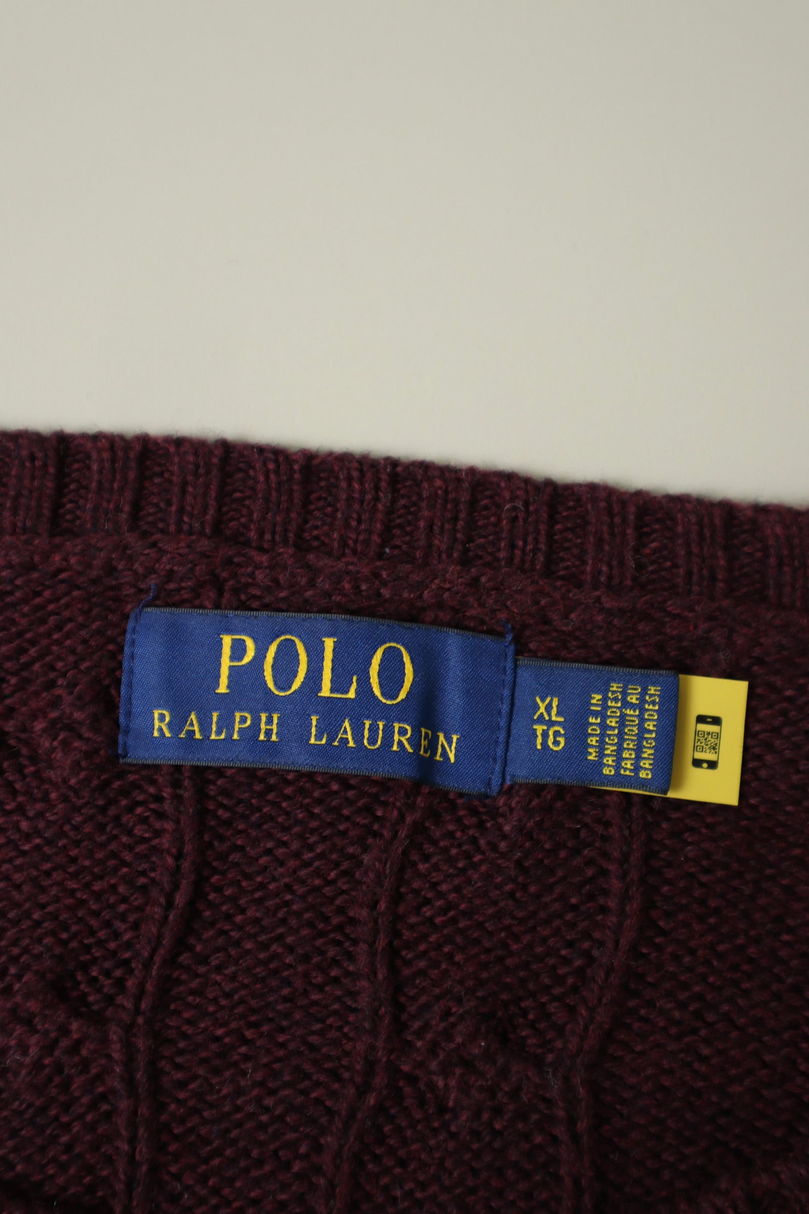 Ralph Lauren kabeltrui met ronde hals - L/XL
