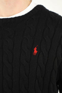 Ralph Lauren kabeltrui met ronde hals - M