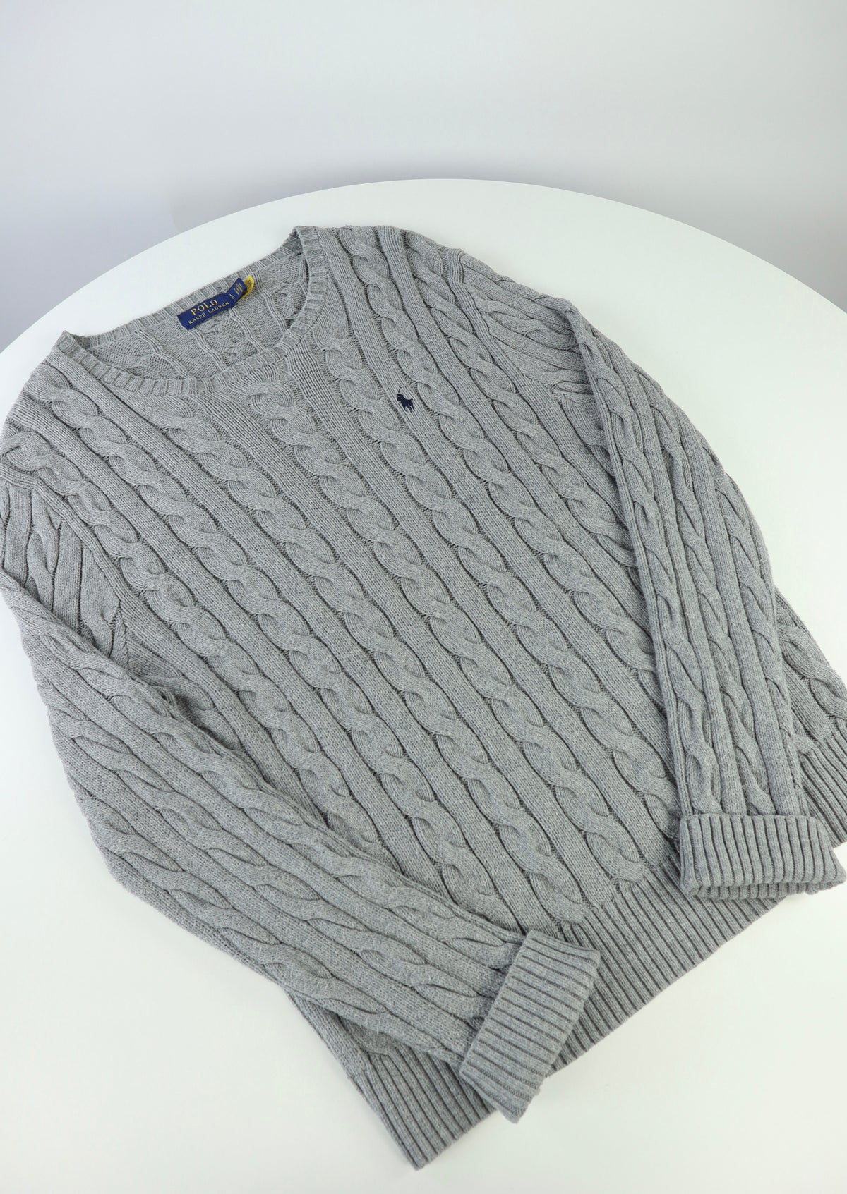 Ralph Lauren kabeltrui met ronde hals - L