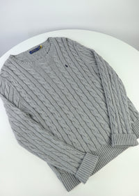 Ralph Lauren kabeltrui met ronde hals - L