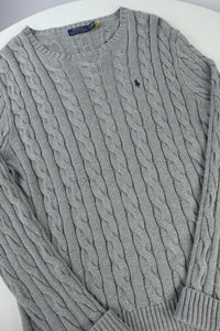 Ralph Lauren kabeltrui met ronde hals - L