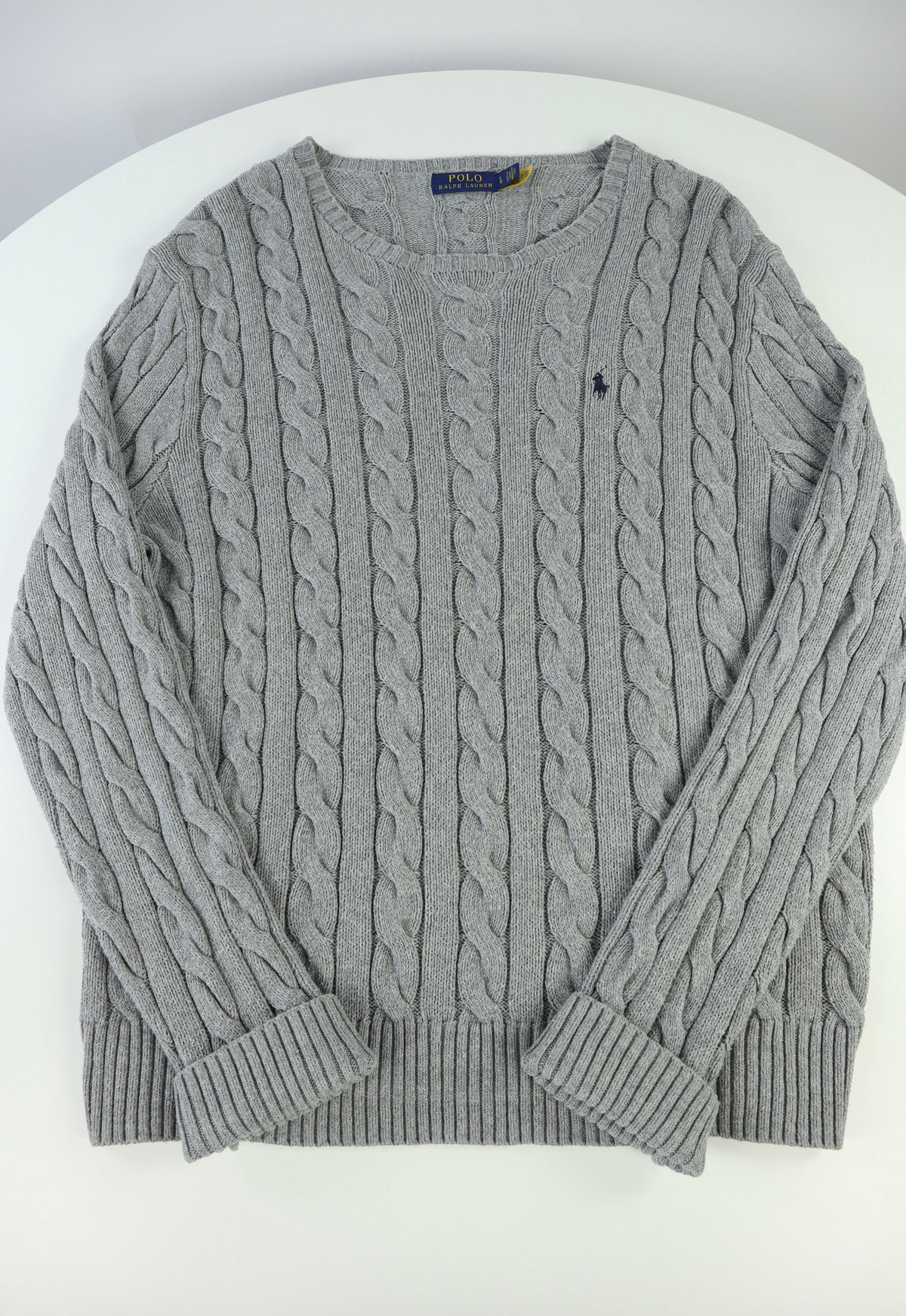 Ralph Lauren kabeltrui met ronde hals - L
