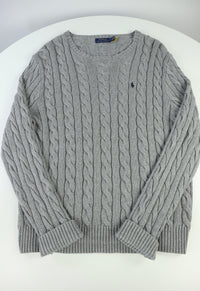 Ralph Lauren kabeltrui met ronde hals - L