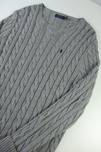 Ralph Lauren kabeltrui met ronde hals - L