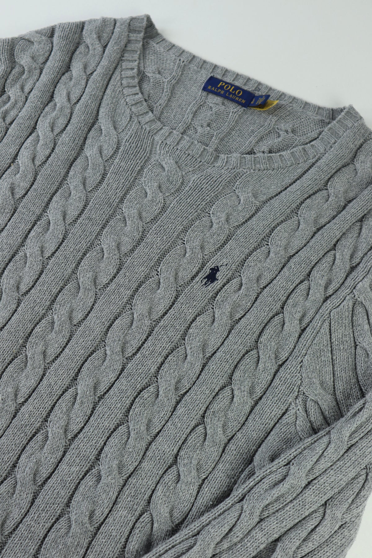 Ralph Lauren kabeltrui met ronde hals - L
