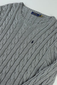 Ralph Lauren kabeltrui met ronde hals - L