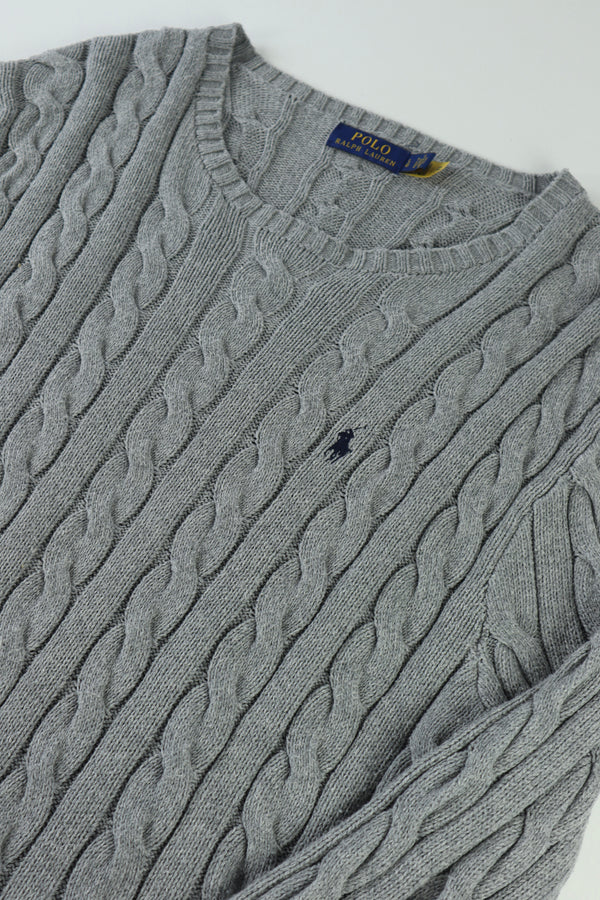 Ralph Lauren kabeltrui met ronde hals - L