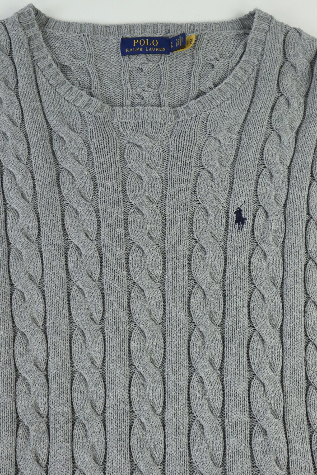 Ralph Lauren kabeltrui met ronde hals - L
