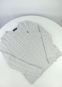 Ralph Lauren kabeltrui met ronde hals - M