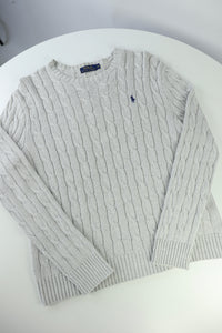 Ralph Lauren kabeltrui met ronde hals - M
