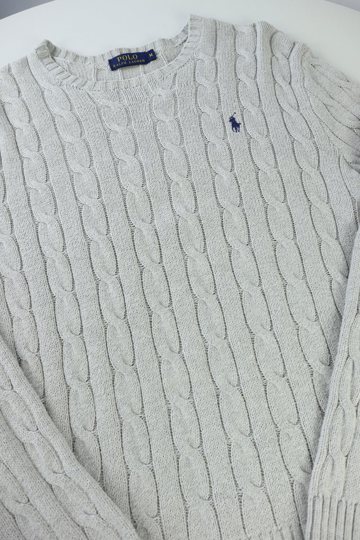 Ralph Lauren kabeltrui met ronde hals - M