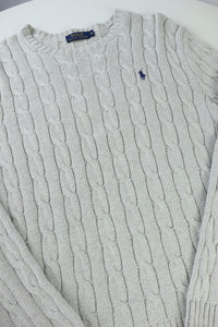 Ralph Lauren kabeltrui met ronde hals - M