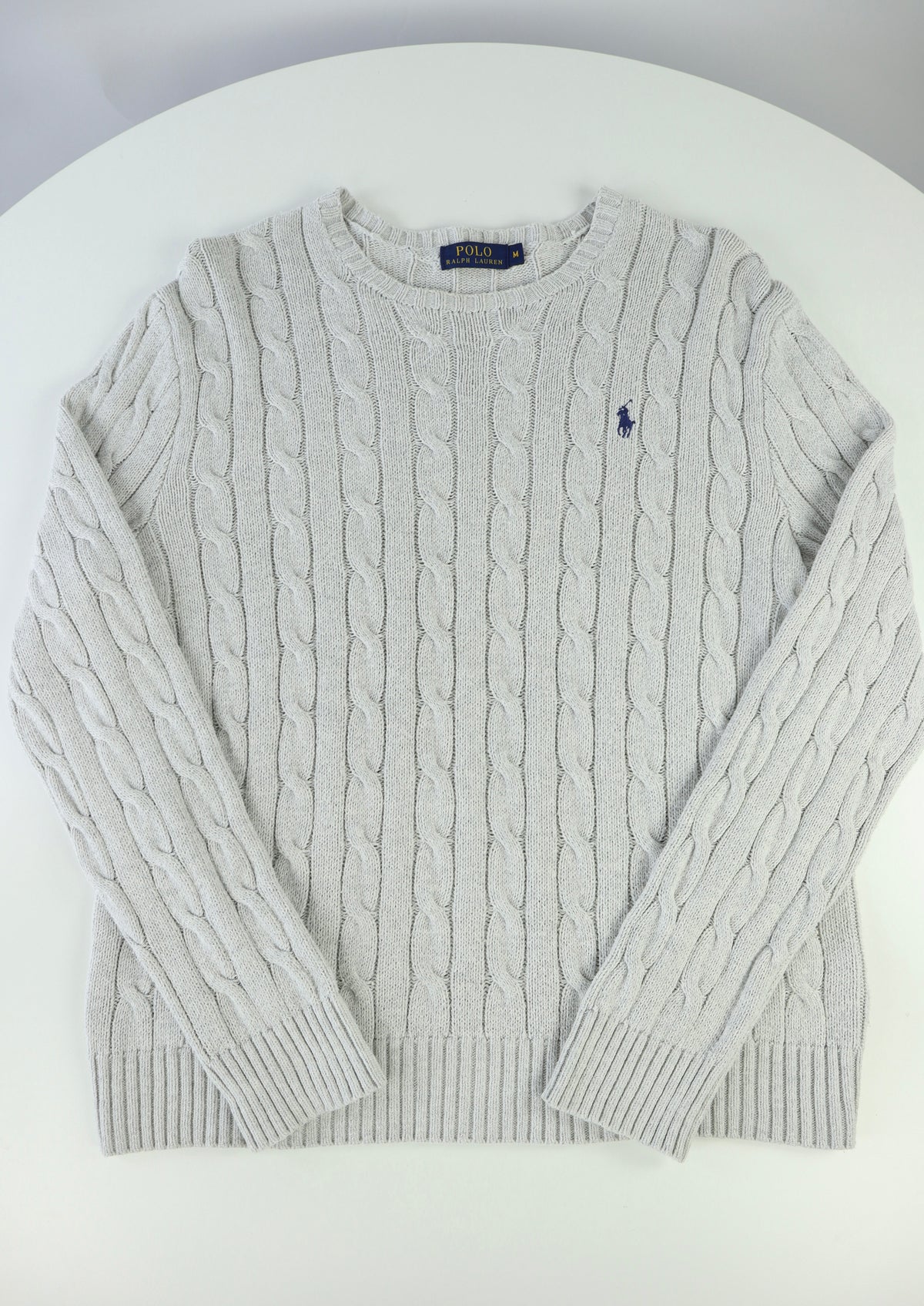 Ralph Lauren kabeltrui met ronde hals - M