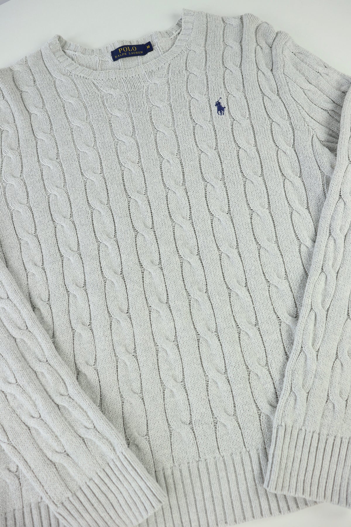 Ralph Lauren kabeltrui met ronde hals - M