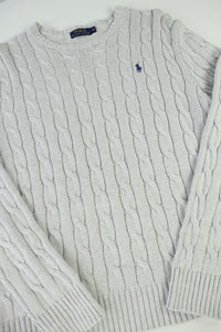 Ralph Lauren kabeltrui met ronde hals - M