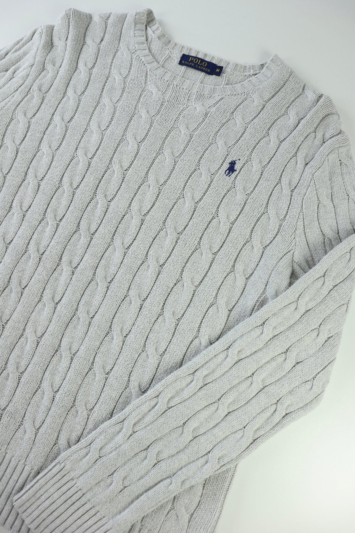 Ralph Lauren kabeltrui met ronde hals - M