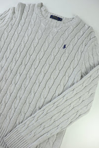 Ralph Lauren kabeltrui met ronde hals - M
