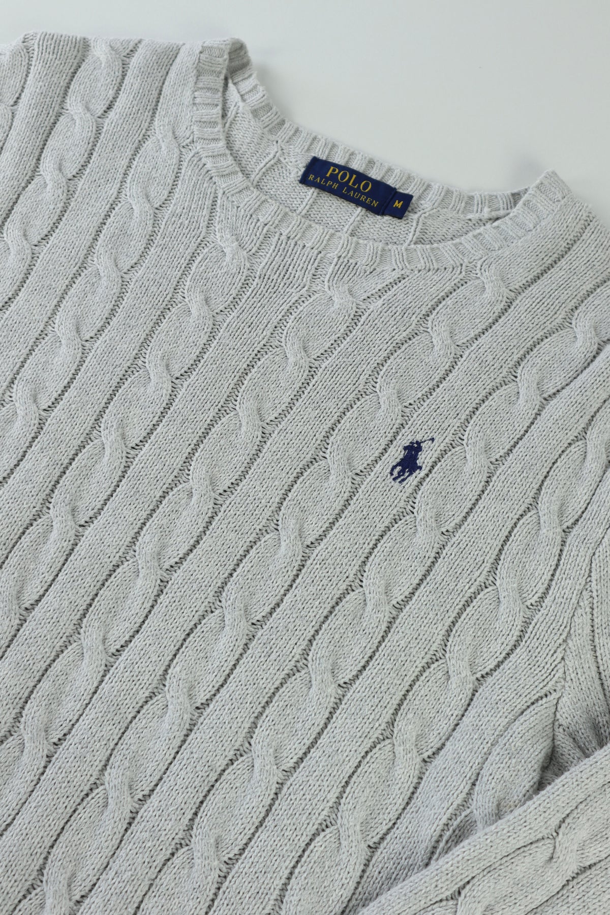 Ralph Lauren kabeltrui met ronde hals - M