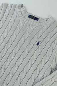 Ralph Lauren kabeltrui met ronde hals - M