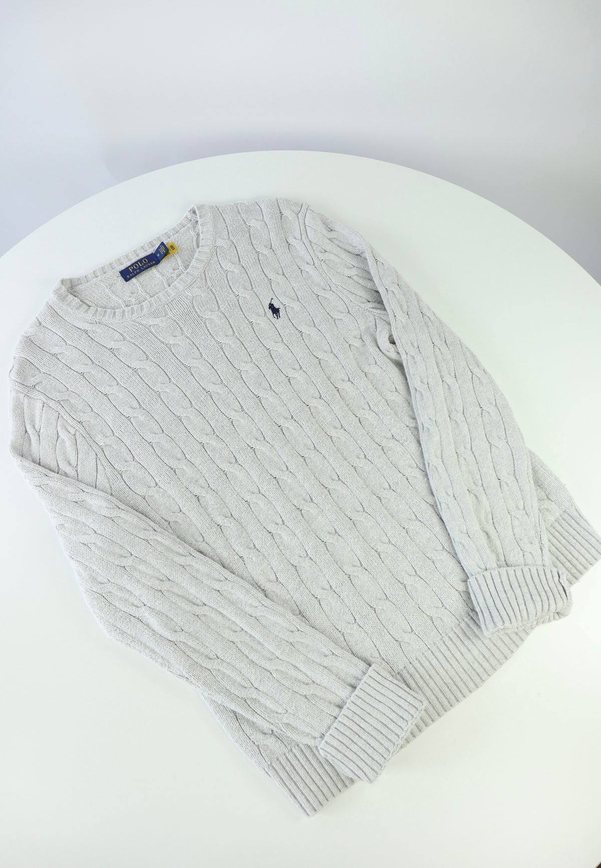 Ralph Lauren kabeltrui met ronde hals - M