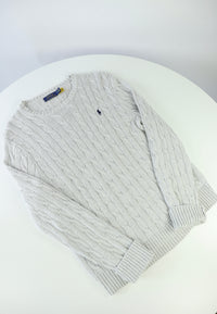 Ralph Lauren kabeltrui met ronde hals - M