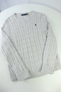 Ralph Lauren kabeltrui met ronde hals - M