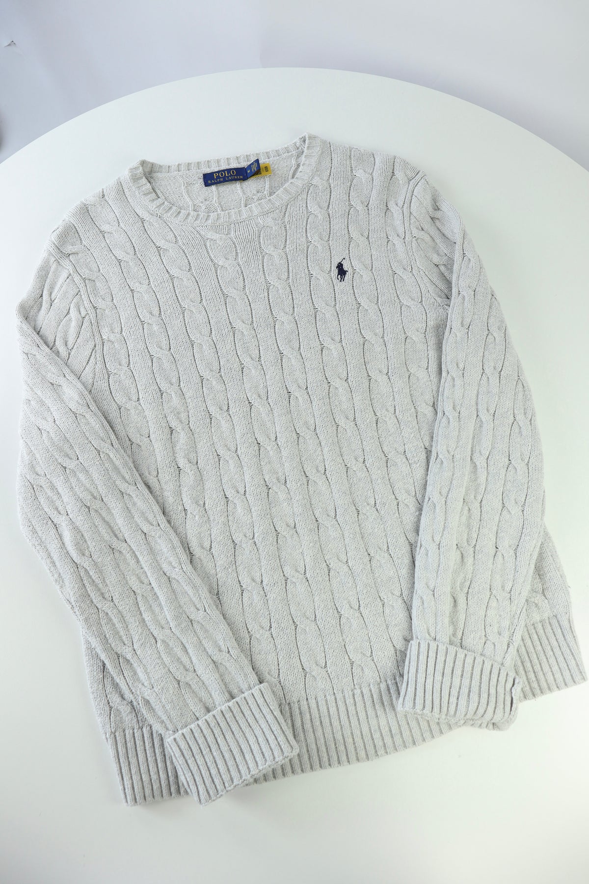 Ralph Lauren kabeltrui met ronde hals - M